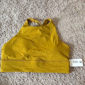 lululemon athletica Women's energy High-Neck Sports Bra in Mustard Yellow size10